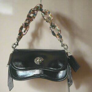 Coach Mini Wavy Dinky Bag Crinkle Patent Coachtopia Black Leather CQ853